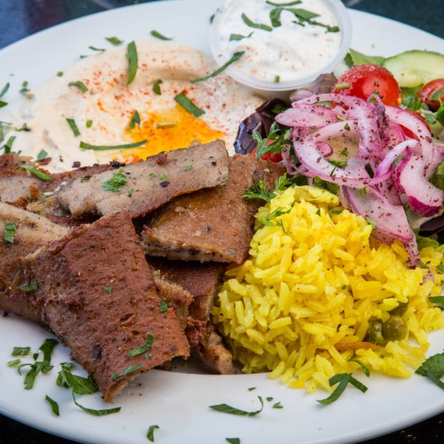 Beef & Lamb Gyro Plate.